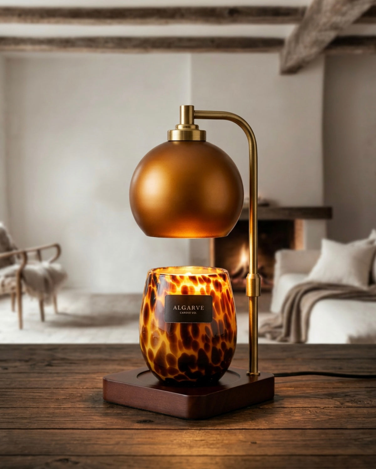 Aquecedor de Velas sem Chama | Âmbar e Dourado