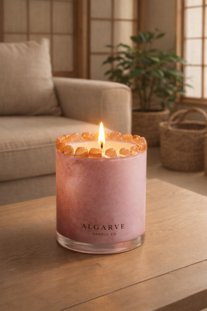 Hand Blown Glass Candle - Purple & Pink