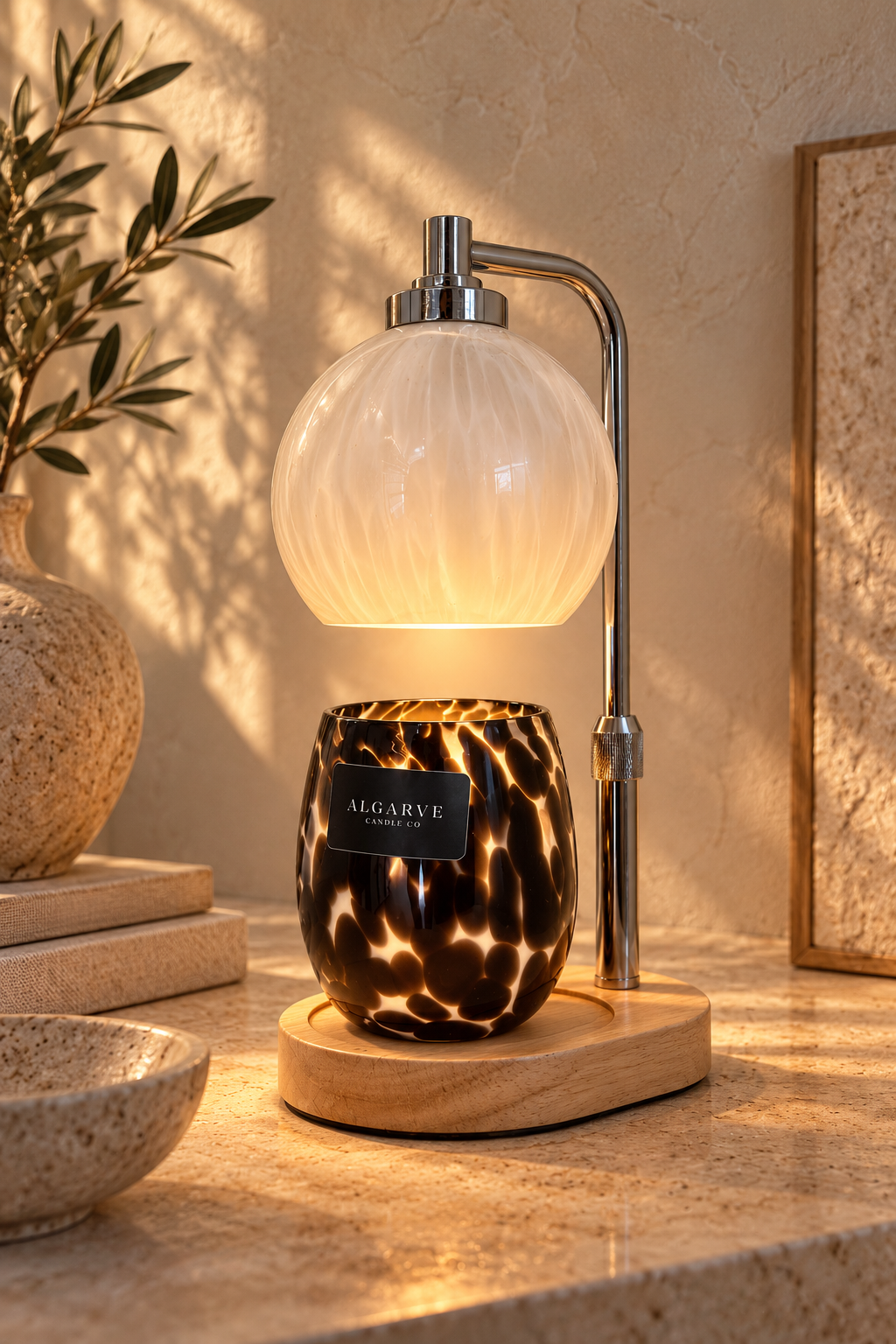 Flameless Candle Warmer | Marble & Silver