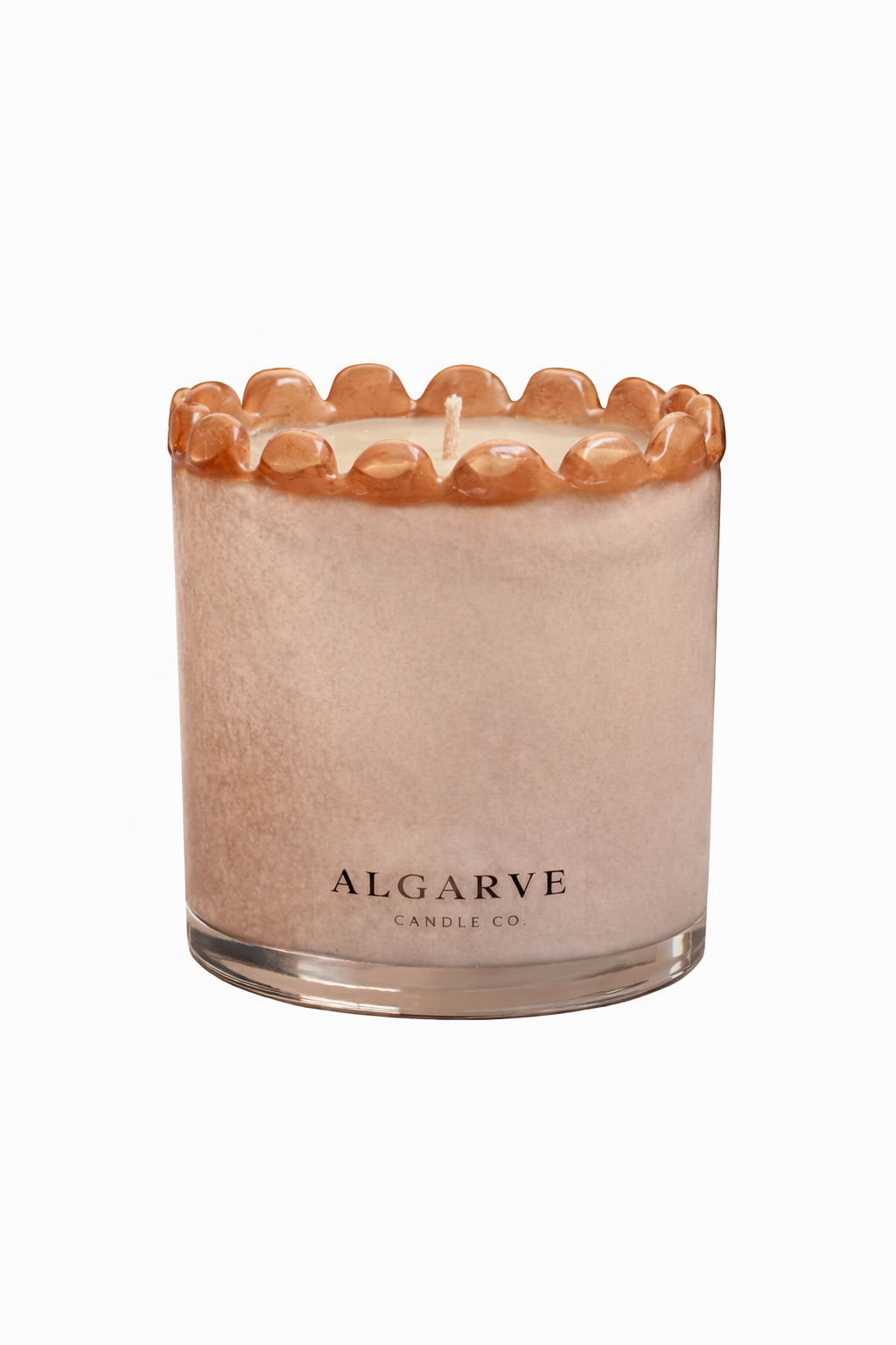 Hand Blown Glass Candle - Beige & Brown