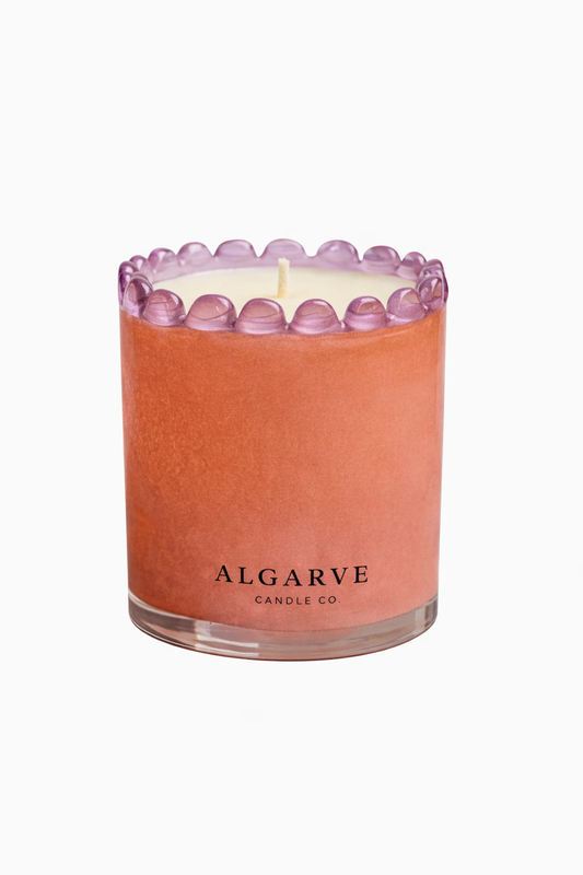 Hand Blown Glass Candle - Peach & Lilac